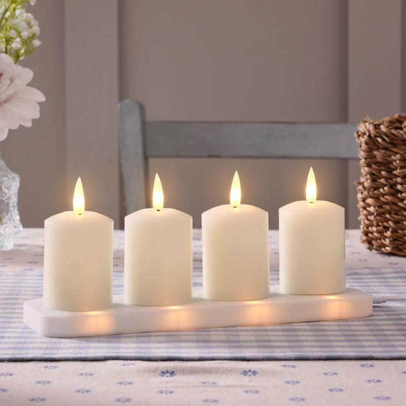Lot de 4 Bougies Votives Rechargeables TruGlow® avec Télécommande