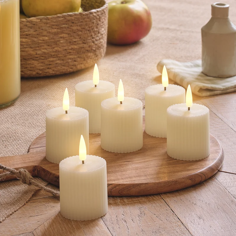 Lot de 6 Bougies LED Votives TruGlow® Ivoire avec Télécommande