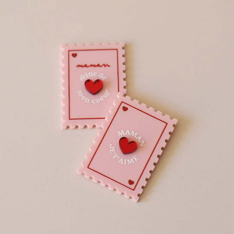 Magnet personnalisé timbre rose - fête des Mères