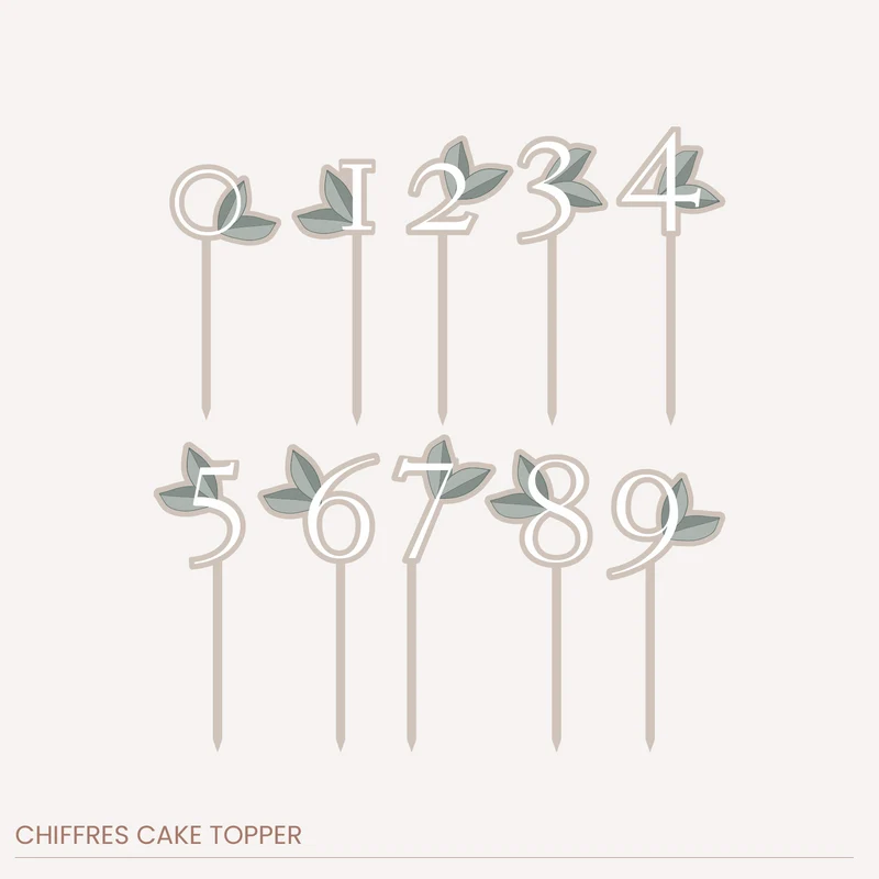 Cake topper "Fleurs" chiffre seul