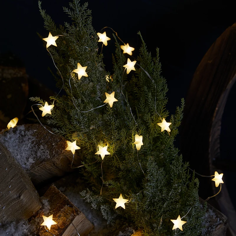 Guirlande Micro LED 50 Étoiles en Gomme Blanche
