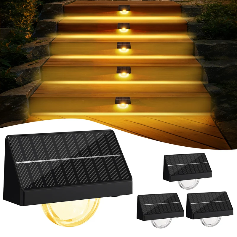 Quntis RGBWW Solar Step Lights, 10 Color Mode IP65 Waterproof Professional Lighting for Outdoor Stairs and Steps
