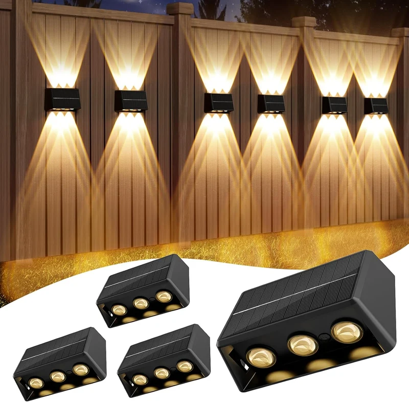 Quntis RGBCW Solar Fence Lights, Up and Down IP65 Waterproof Lighting, Professional Vertical Lighting for Outdoor Fence and Yard