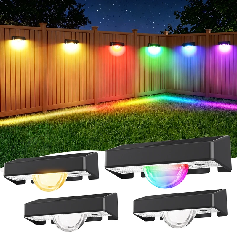 Quntis Solar Fence Lights Outdoor, 11 RGBCW Modes, Decorative Beam, 50LM IP44 Deck & Wall Lights
