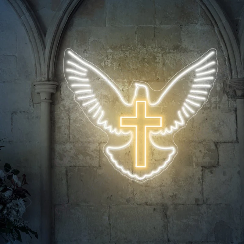 Holy Spirit Dove Neon Wall Light – Glowing Christian LED Neon Sign for Home, Church, Prayer Room & Inspirational Faith Decor