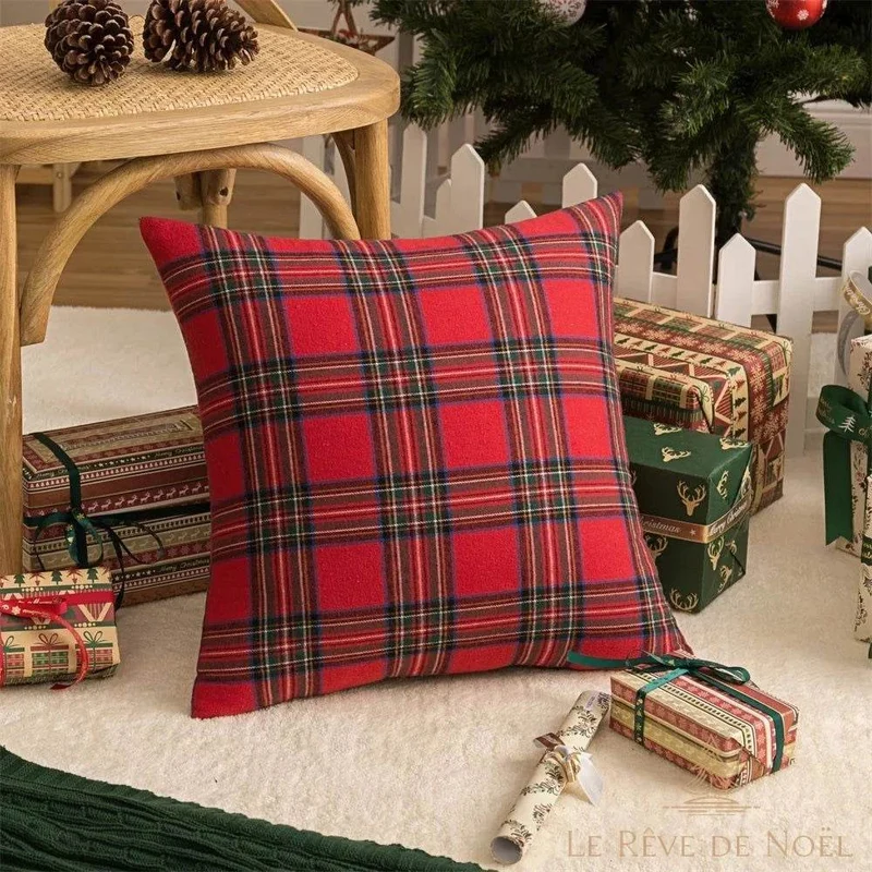 Housse coussin Ecossais Noël