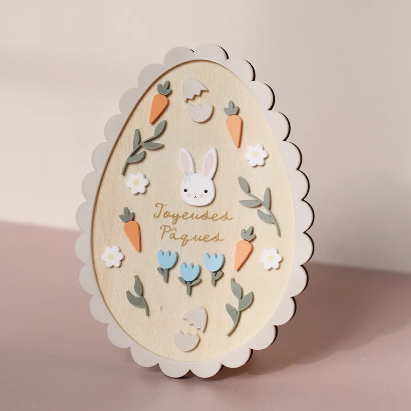Kit pour décor mural "Pâques" lapin fleurs bleues