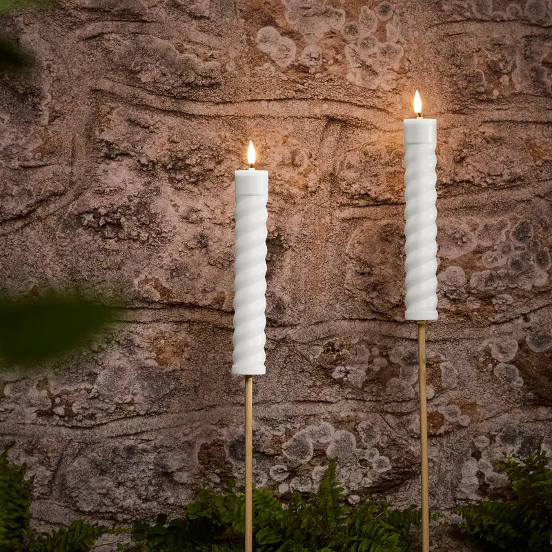 Lot de 2 Bougies Torches Solaires TruGlow® Blanches