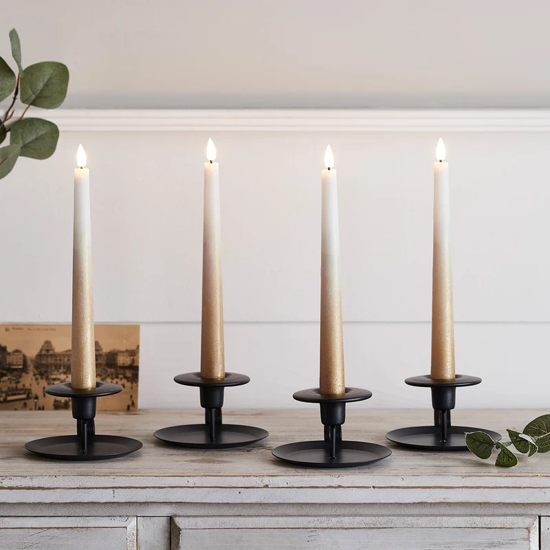 Lot de 4 Chandelles TruGlow® Effet Ombré Bronze Télécommandées