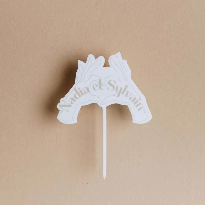 Cake topper "Hands" plexi blanc