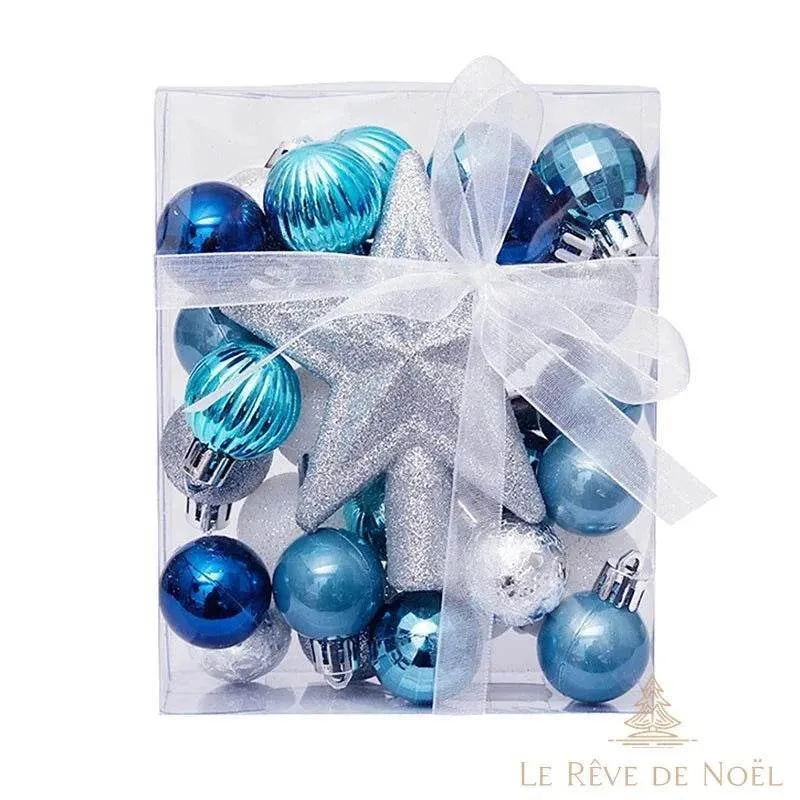 Petit kit de décorations de Noël - Bleu et argent