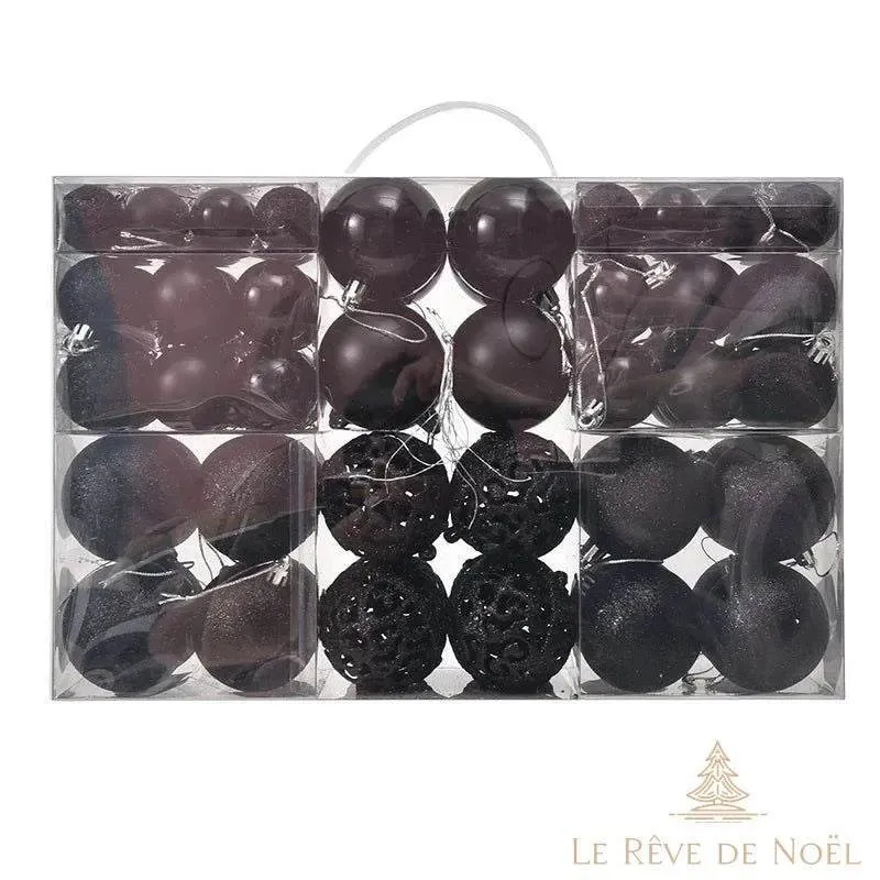 Lot de 100 boules de Noël noir