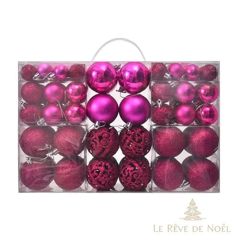 Lot de 100 boules de Noël rose