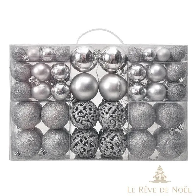 Lot de 100 boules de Noël argent