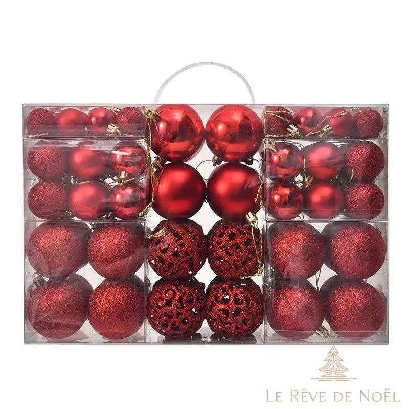 Lot de 100 boules de Noël rouge
