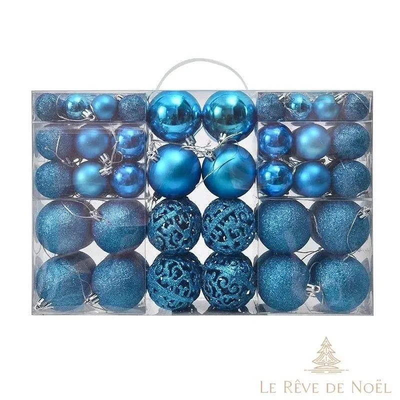 Lot de 100 boules de Noël bleu