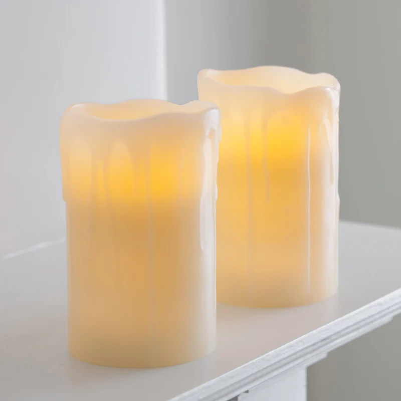 Lot de 2 Bougies LED à Piles en Cire avec Effet Fondu et Minuterie