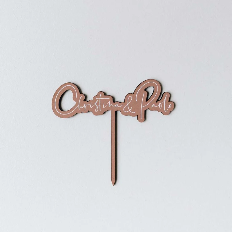 Cake topper "Best Day" bois terracotta