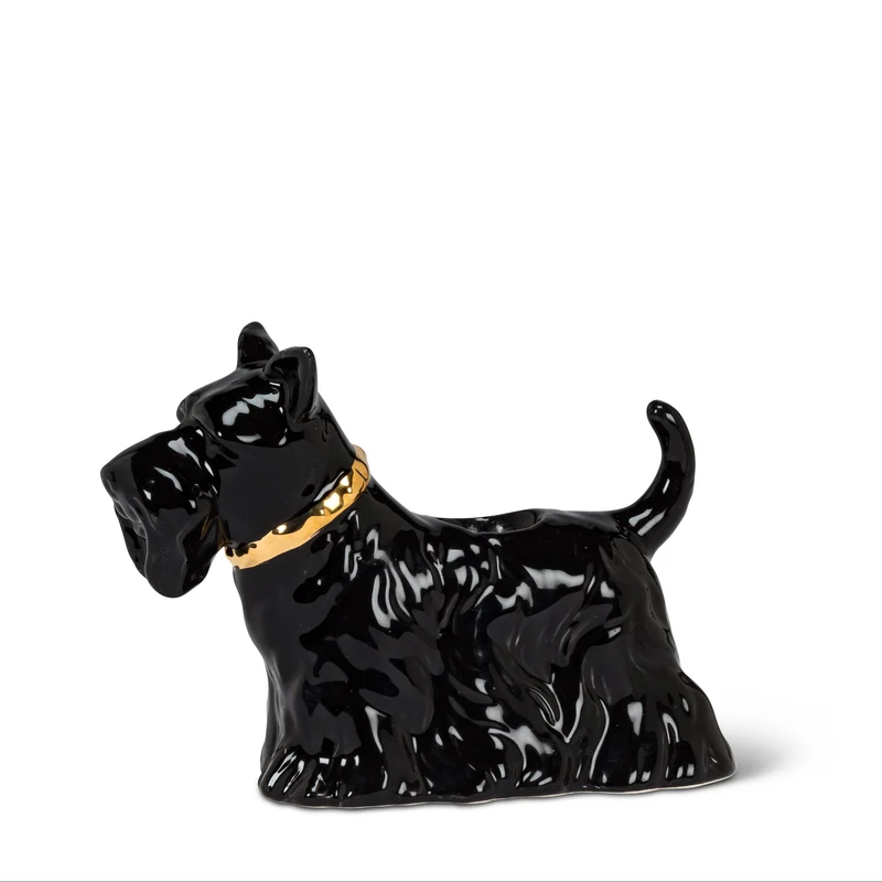 Porte-bougie - Chien noir