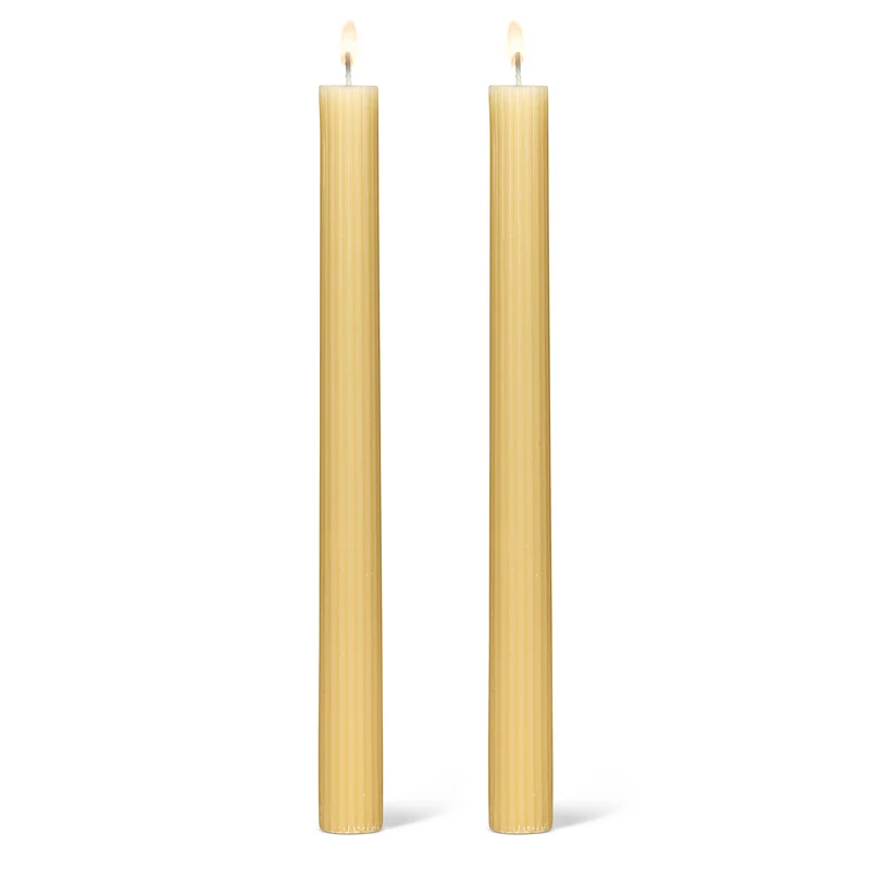 Ensemble de 2 bougies jaunes - Strié