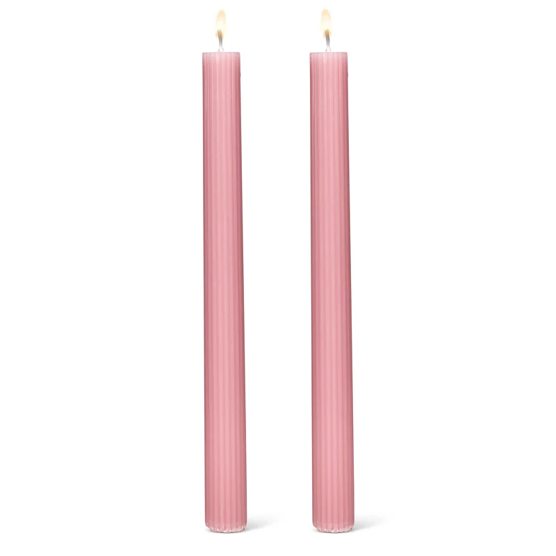 Ensemble de 2 bougies roses - Strié