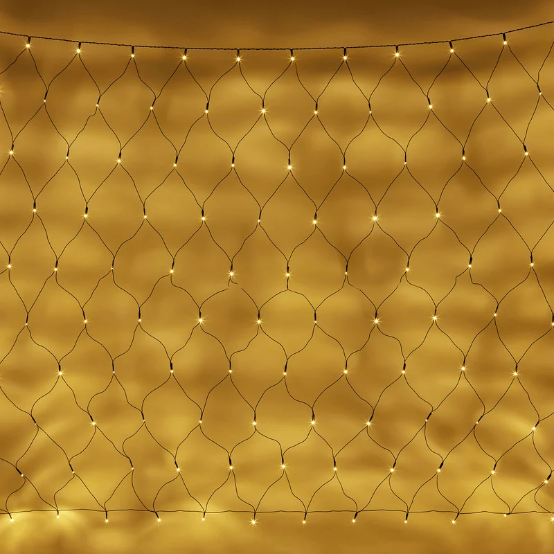 Filet Lumineux Essential Connect 2m x 1.5m 140 LED Blanc Chaud Câble Vert Raccordable