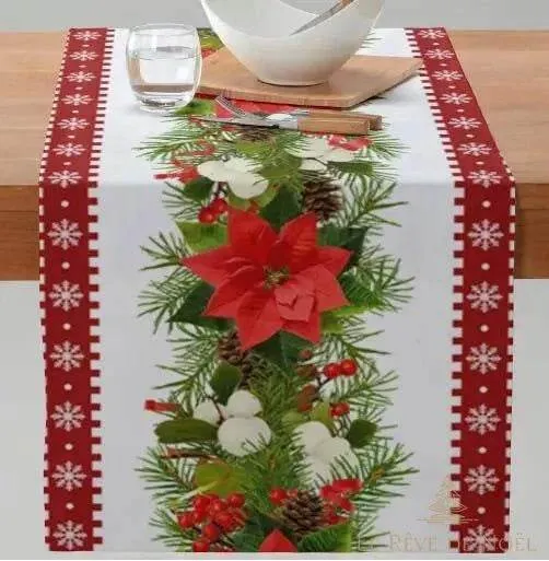 Chemin de table Noël vert