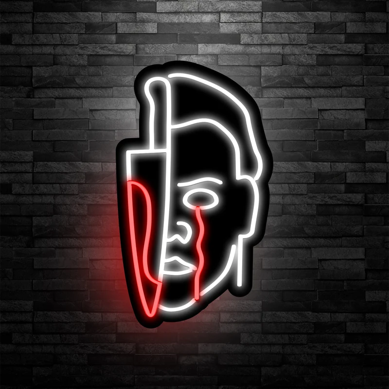 Halloween Der Film,Michael Myers Blood Tears Neon Sign Creepy Halloween LED Wall Light for Horror Movie Fans