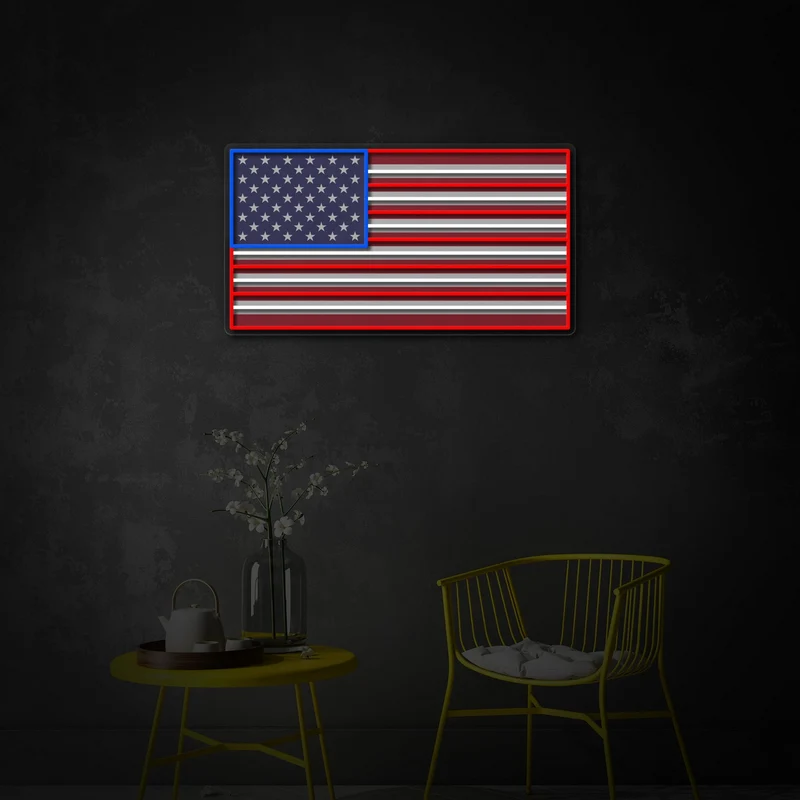 American Flag LED Neon Sign Patriotic Wall Light with Lighting Modes, Perfect for Independence Day, Veterans & USA Home Decor