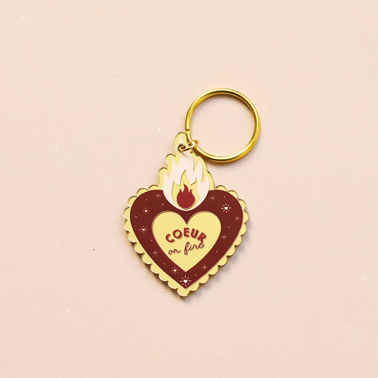 Porte-clés Saint Valentin, “Cœur on Fire”