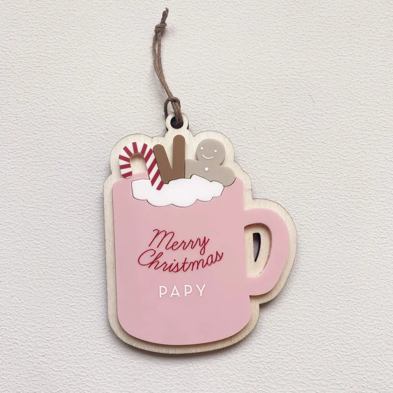 Ornement "Mug" de Noël rose PAPY