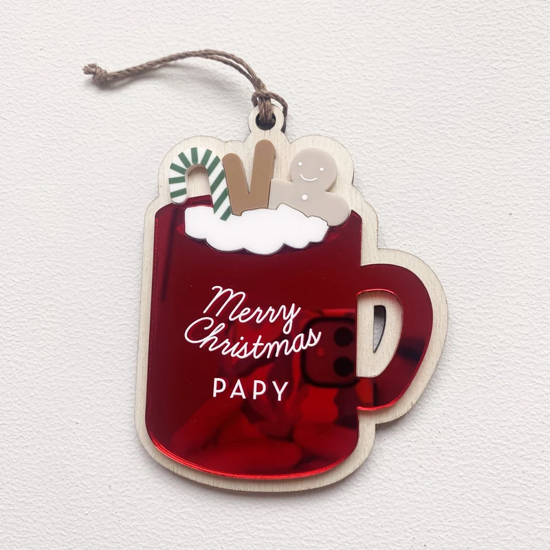 Ornement "Mug" de Noël rouge PAPY