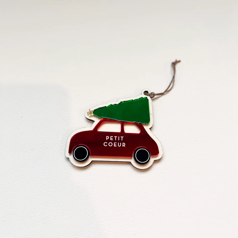 Ornement "Voiture" de Noël rouge PETIT COEUR