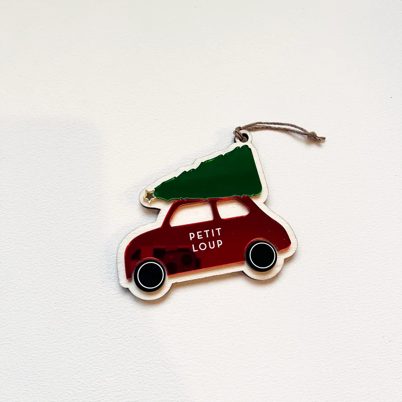 Ornement "Voiture" de Noël rouge PETIT LOUP