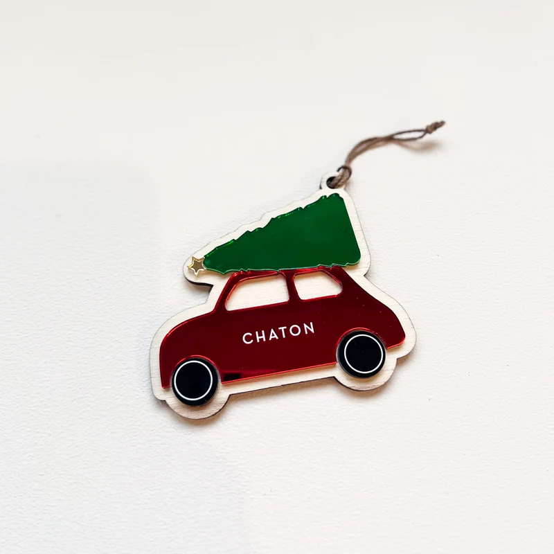 Ornement "Voiture" de Noël rouge CHATON