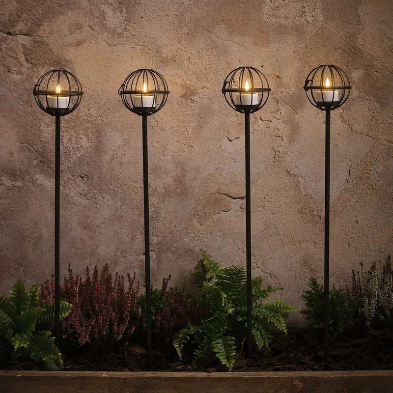 Lot de 4 Porte-Bougies sur Piquet au Design Géométrique avec Bougies Solaires TruGlow®