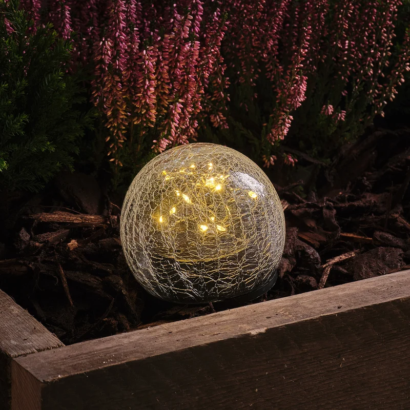 Globe Solaire à Piquet en Verre Craquelé