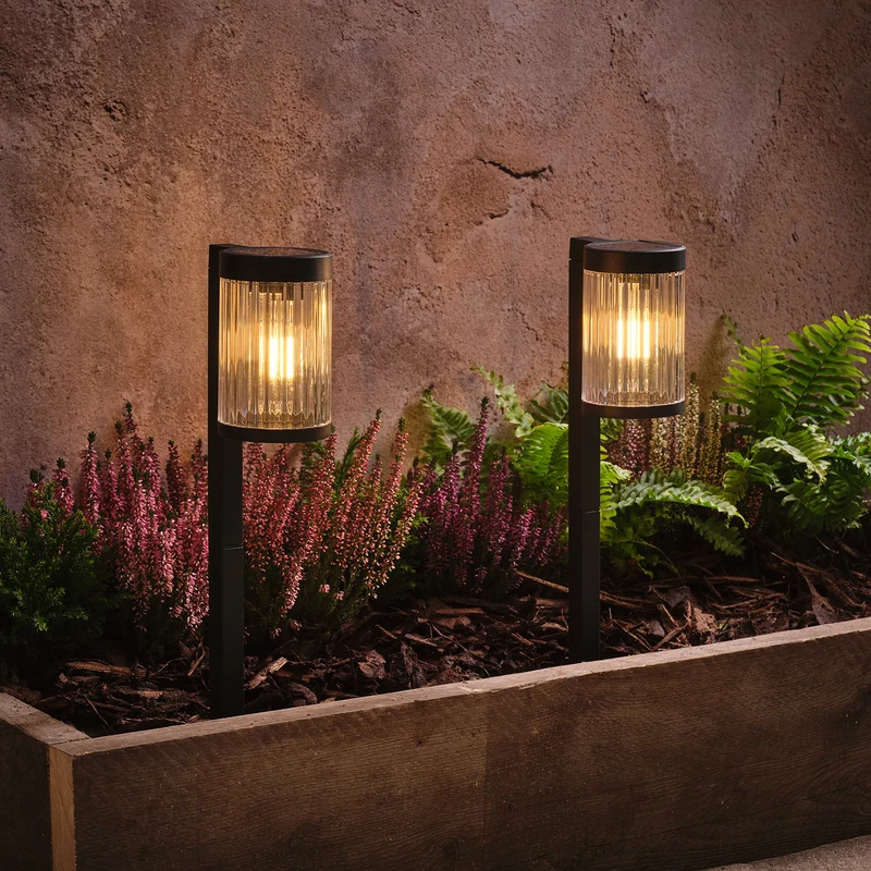 Lot de 2 Balises Solaires Striées Holkham