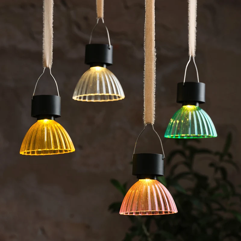 Lot de 4 Suspensions Solaires Décoratives Style Lustres aux Teintes Pastel