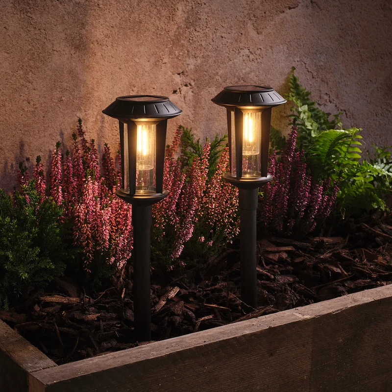 Lot de 2 Balises Solaires Style Lampadaire Syon