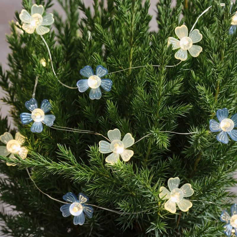 Guirlande Lumineuse Micro LED Fleurs Bleu Nuancé