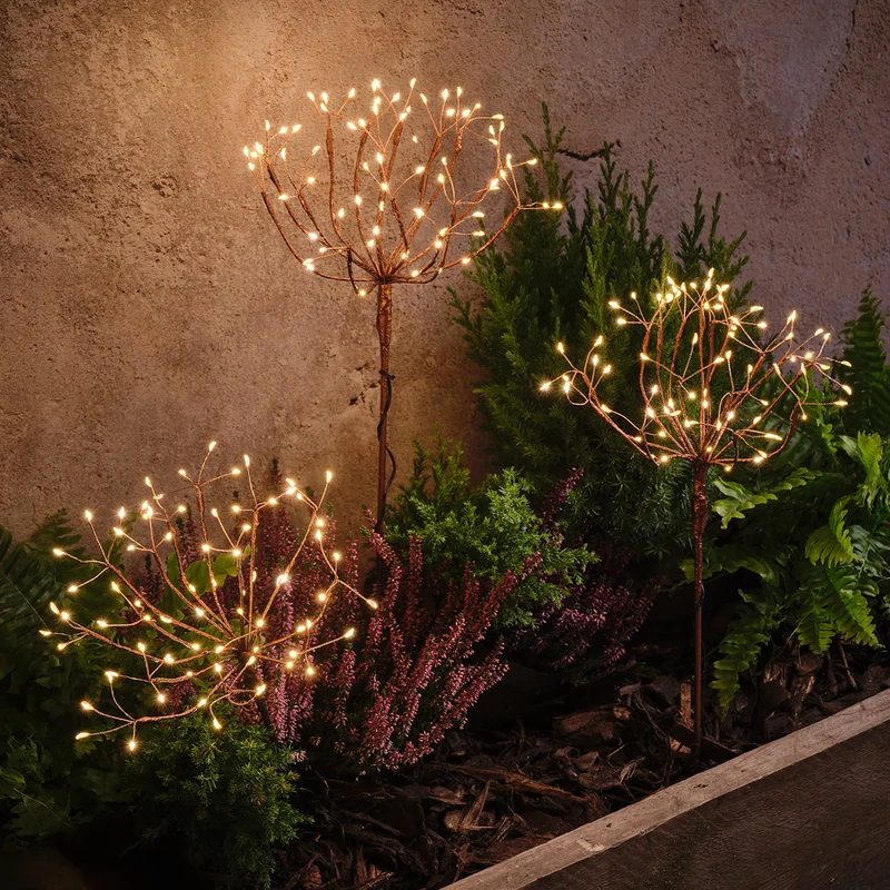 Lot de 3 Piquets Lumineux Solaires Effet Éclats d’Étoiles Dorés