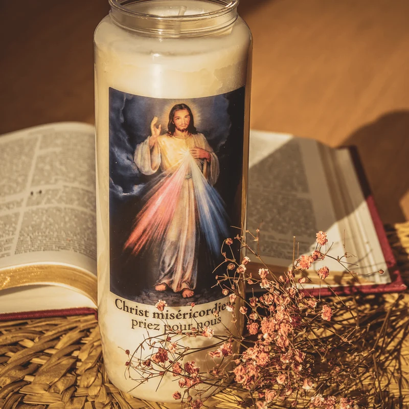 Bougie neuvaine - Christ miséricordieux
