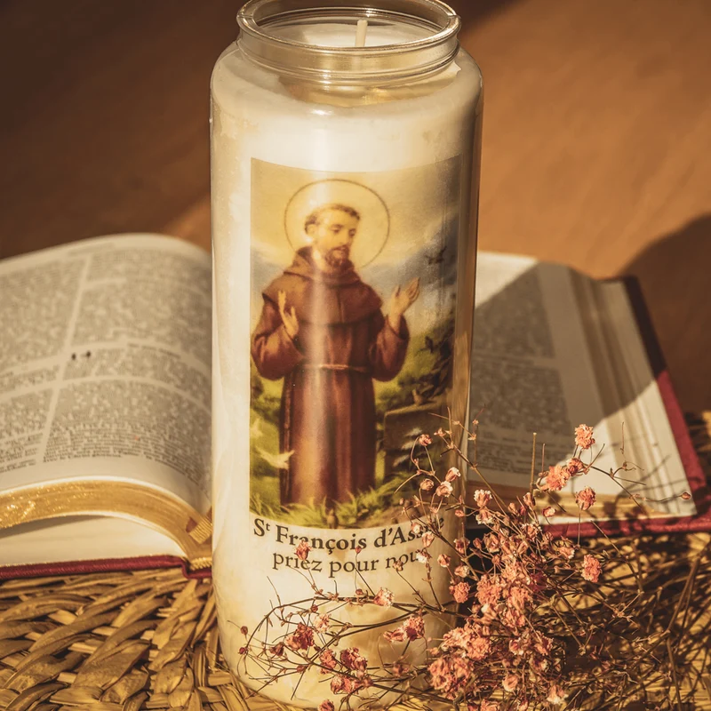 Bougie neuvaine - Saint François D'Assise