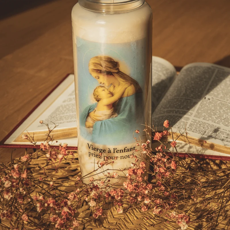 Bougie de neuvaine - Vierge à l'enfant