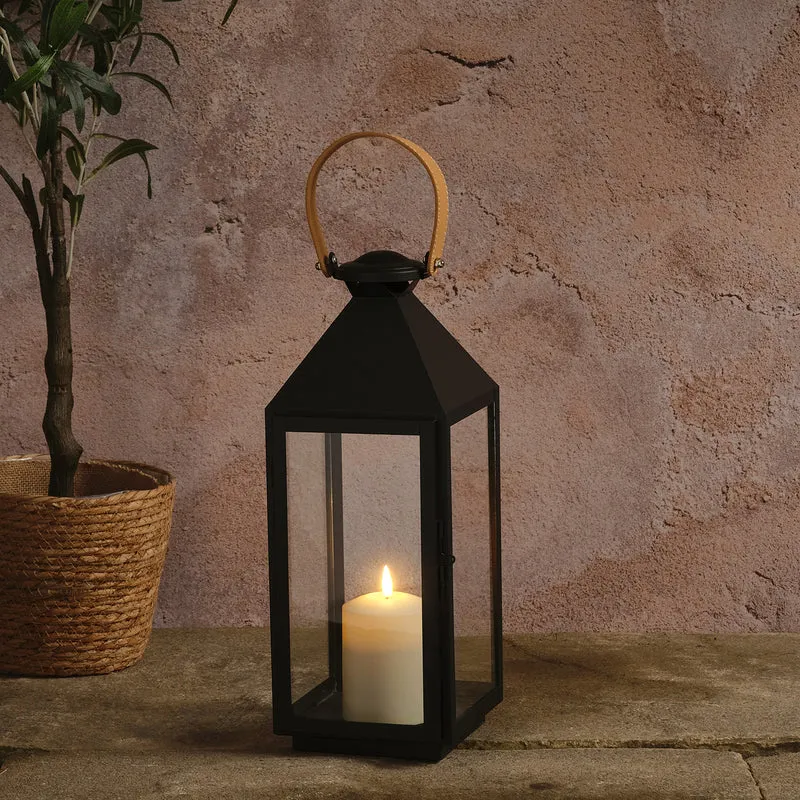 Lanterne Brixham Moyenne à Anse Effet Cuir avec Bougie LED TruGlow®