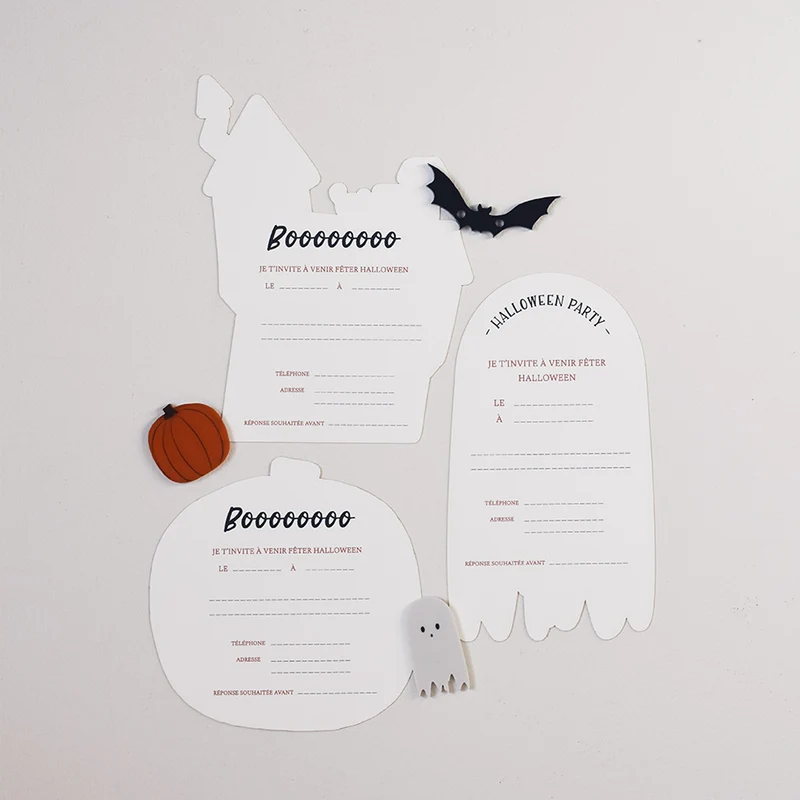 Lot de 6 invitations « Halloween » Maison hantée papier