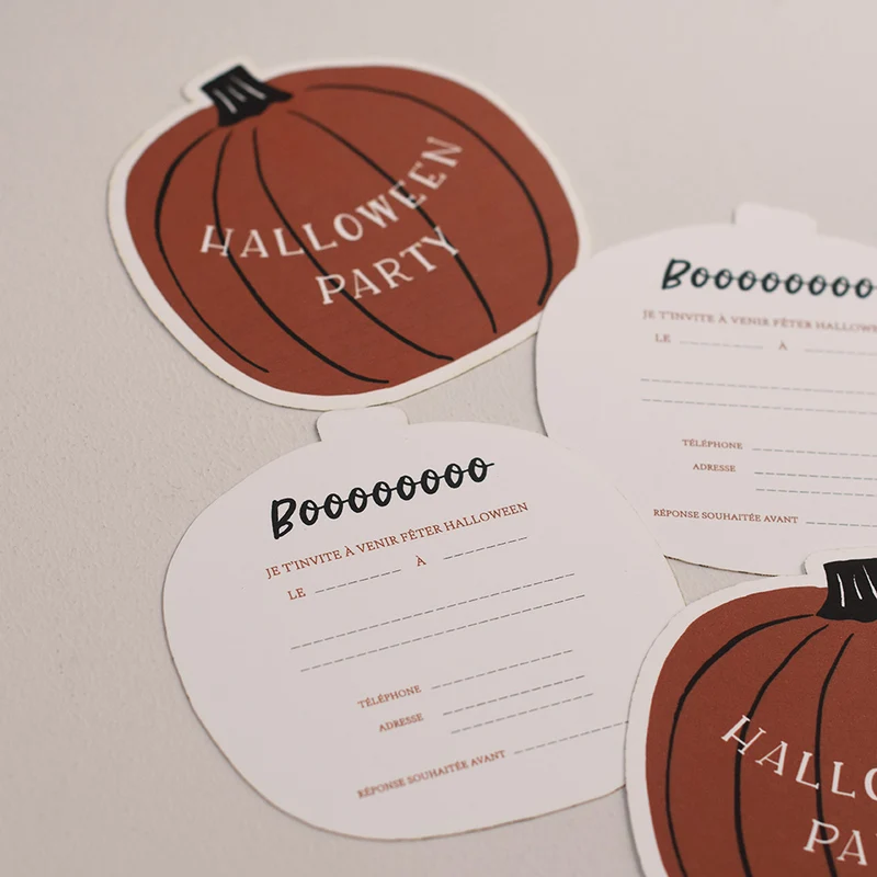 Lot de 6 invitations « Halloween » Citrouille papier