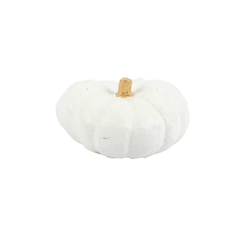 Citrouille décorative blanc et or petit format