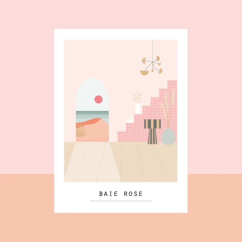 Carte postale Baie rose